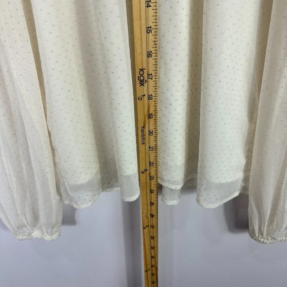 LOFT Long Puff‎ Sleeve Ivory Top Womens Small Sheer Swiss Dot Romantic Cottage